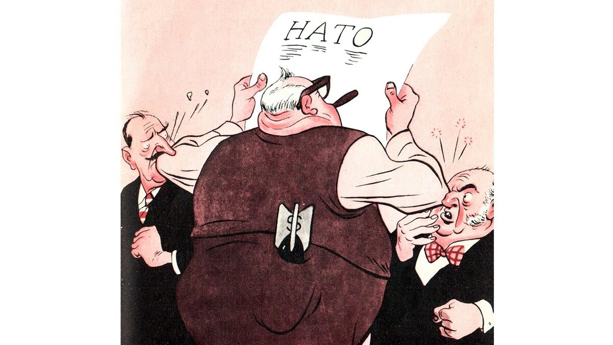 Карикатура Бориса Ефимова, альбом «Мастера советской карикатуры», 1963 год / Публичное достояние📷
