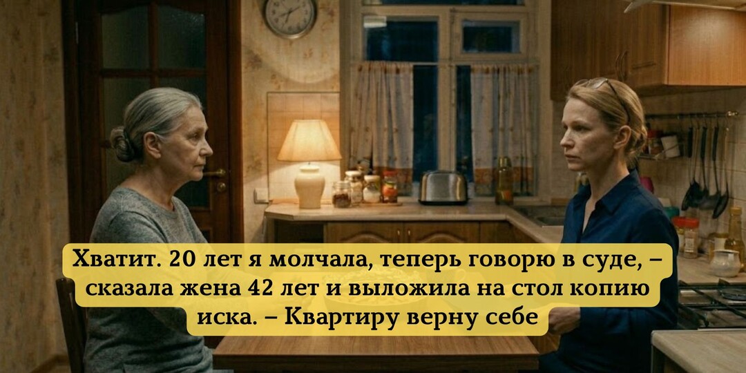 Хватит. 20 лет я молчала, теперь говорю в суде, – сказала жена 42 лет и выложила на стол копию иска. – Квартиру верну себе