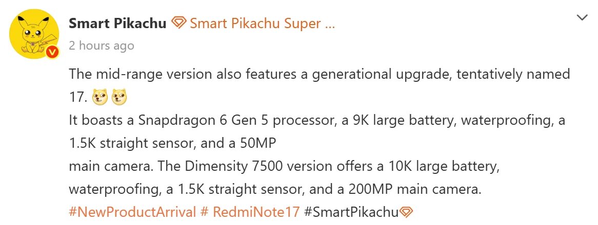 Пост Smart Pikachu в Weibo