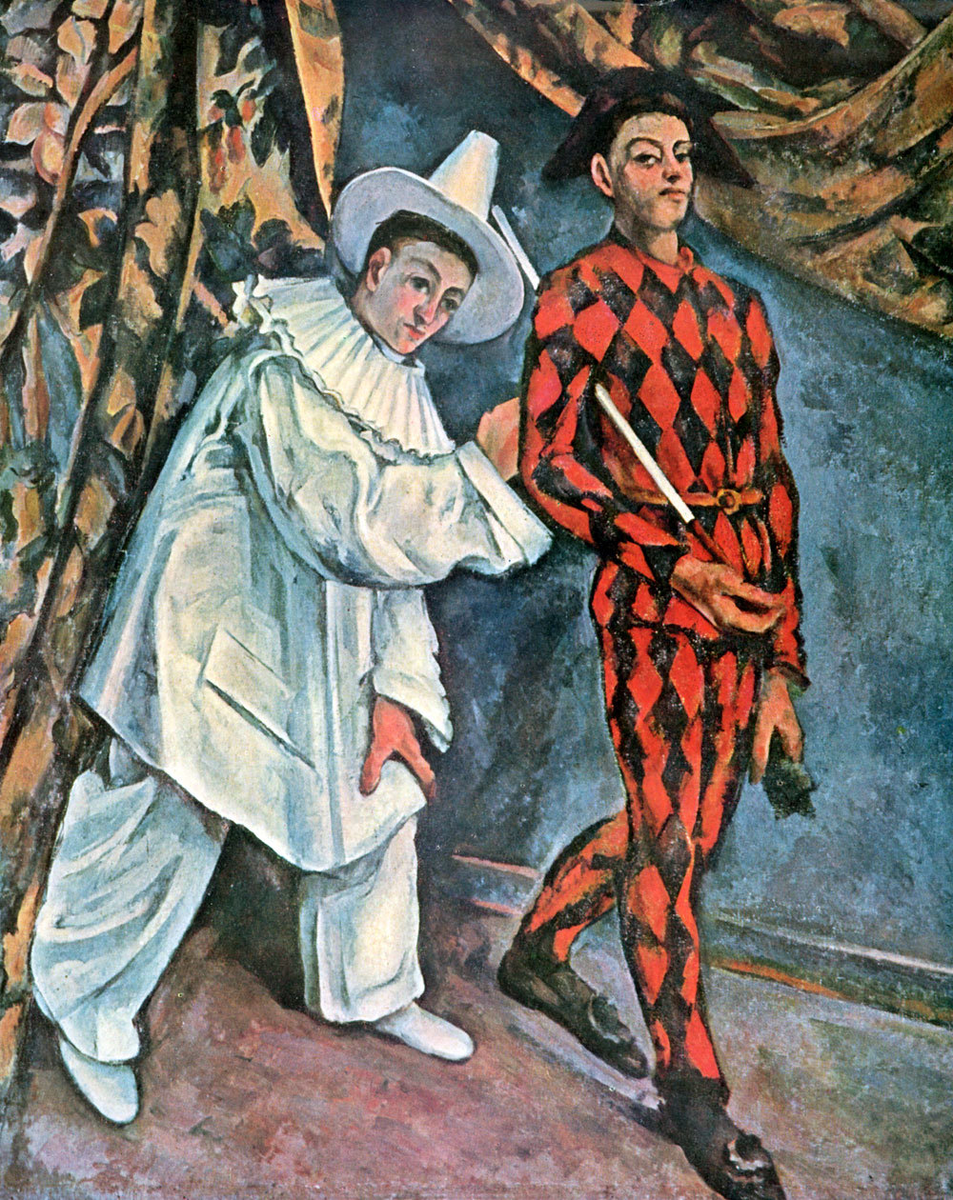 Пьеро и Арлекин. Картина Поля Сезанна, 1888–1890-е гг. 

ГМИИ им. А. С. Пушкина, Москва 

Пьеро и Арлекин — герои итальянской комедии масок