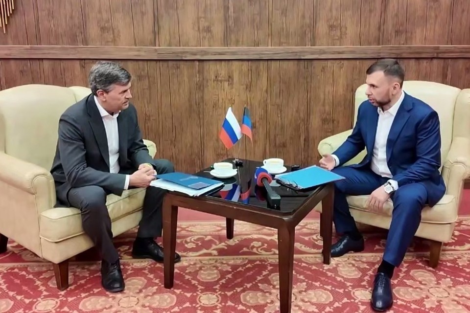    Глава ДНР на встрече с ректором Российской академии народного хозяйства и государственной службы при Президенте РФ. Фото: ТГ/Пушилин
