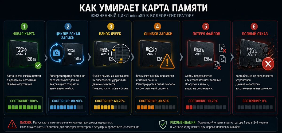 Жизненный цикл microSD в видеорегистраторе