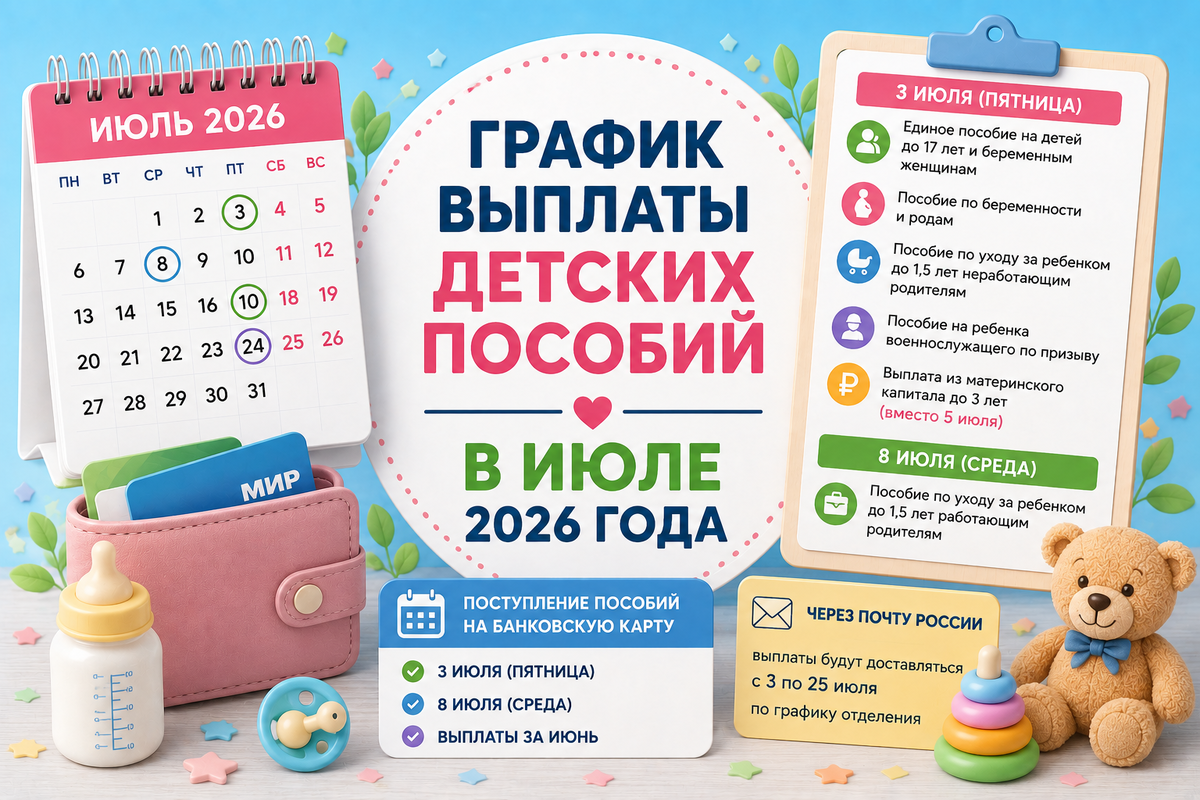График детских пособий в июле 2026 года
