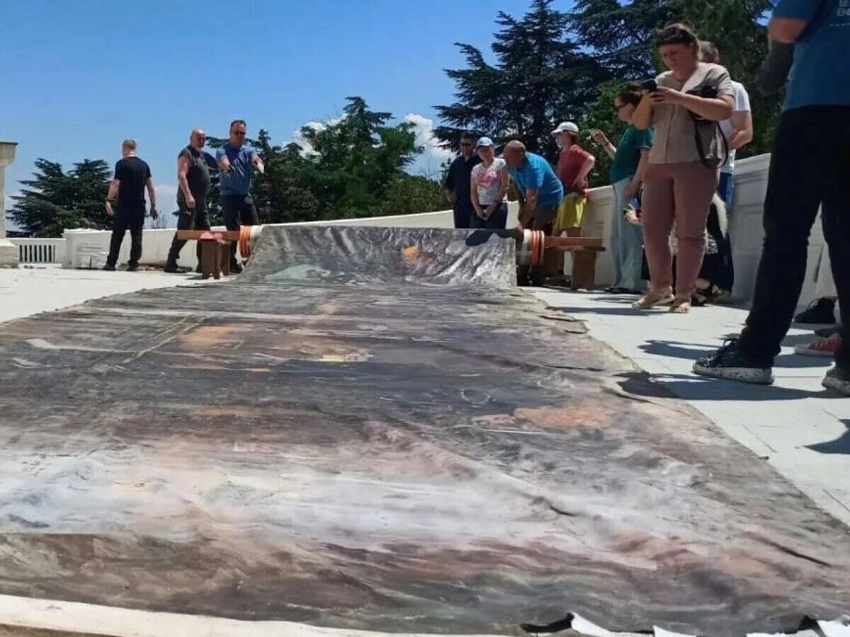    Полотно диорамы подземно-минной войны, уцелевшее после пожара в музее-панораме "Оборона Севастополя" | © РИА Новости