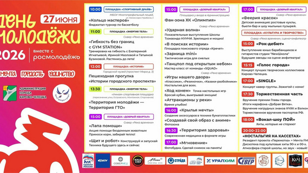    День молодёжи в Кирове и области: фестивали, спорт, музыка и кино под открытым небом