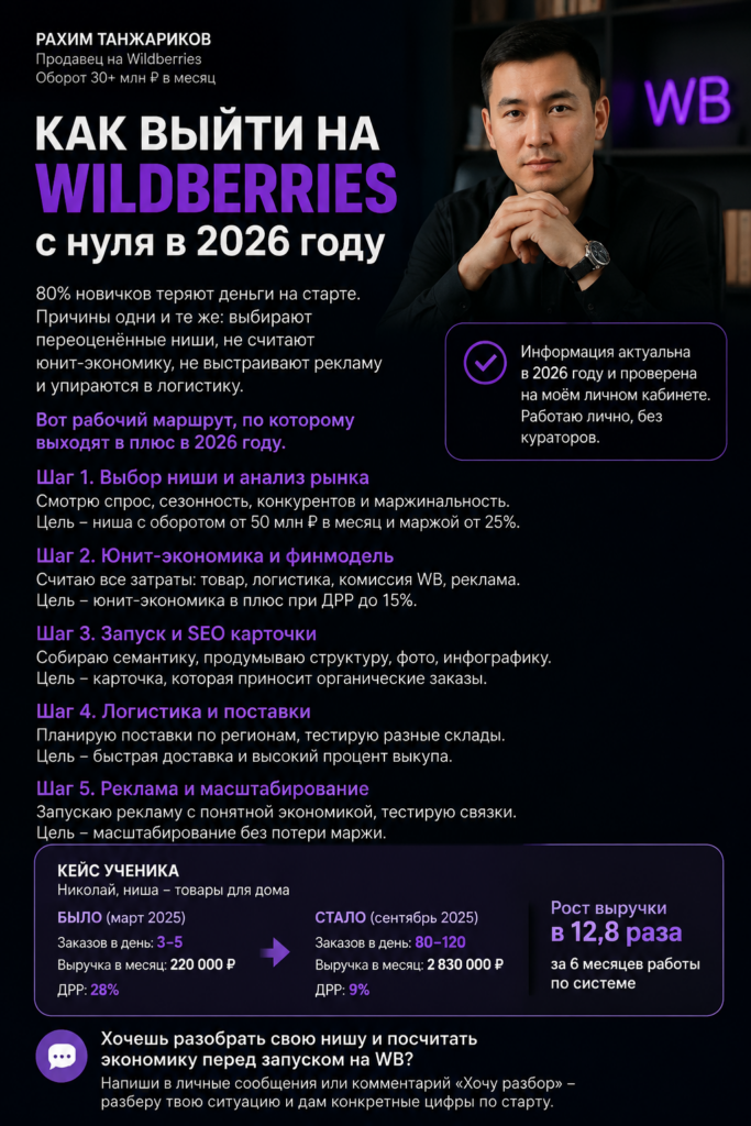    Как выйти на Wildberries с нуля в 2026 году: пошаговое руководство для селлера Рахим Танжариков