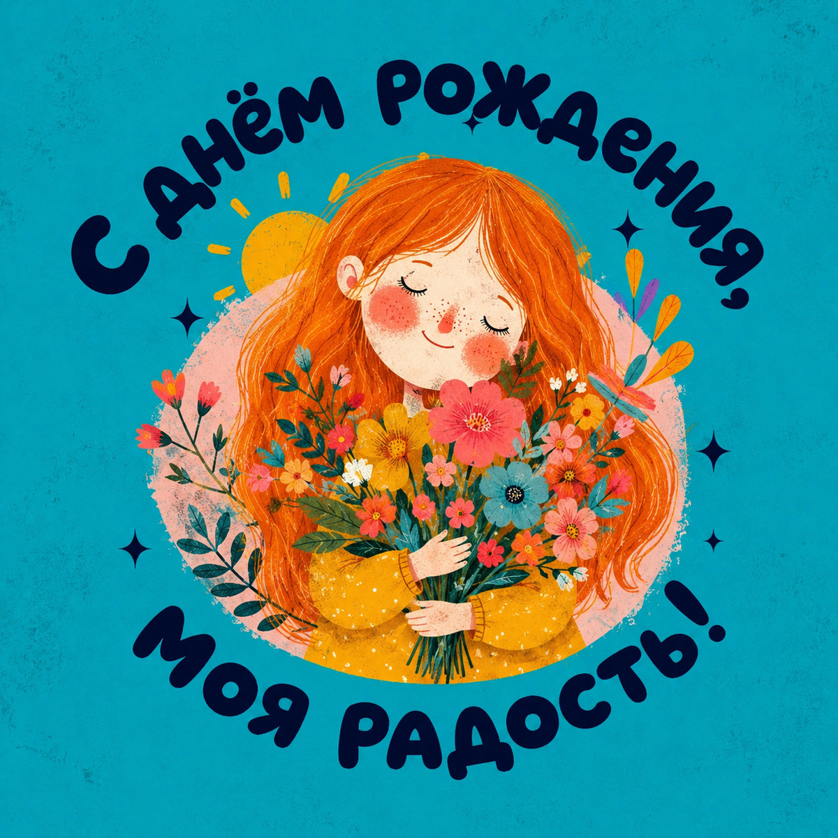 РБК Life📷Нежная открытка с рыжей девочкой и цветами