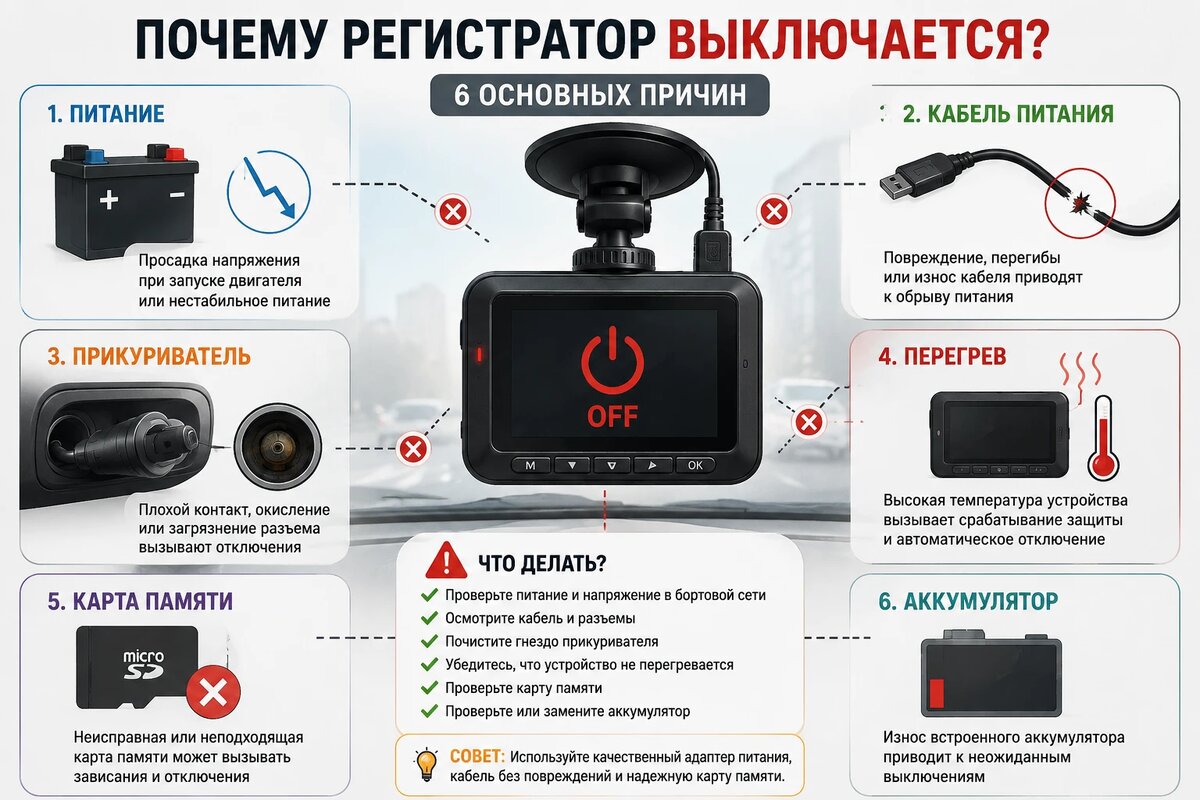 Основные причины выключения