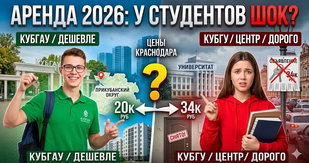 СТУДЕНТЫ В ШОКЕ: Сколько стоит снять квартиру у вузов Краснодара в 2026 году?