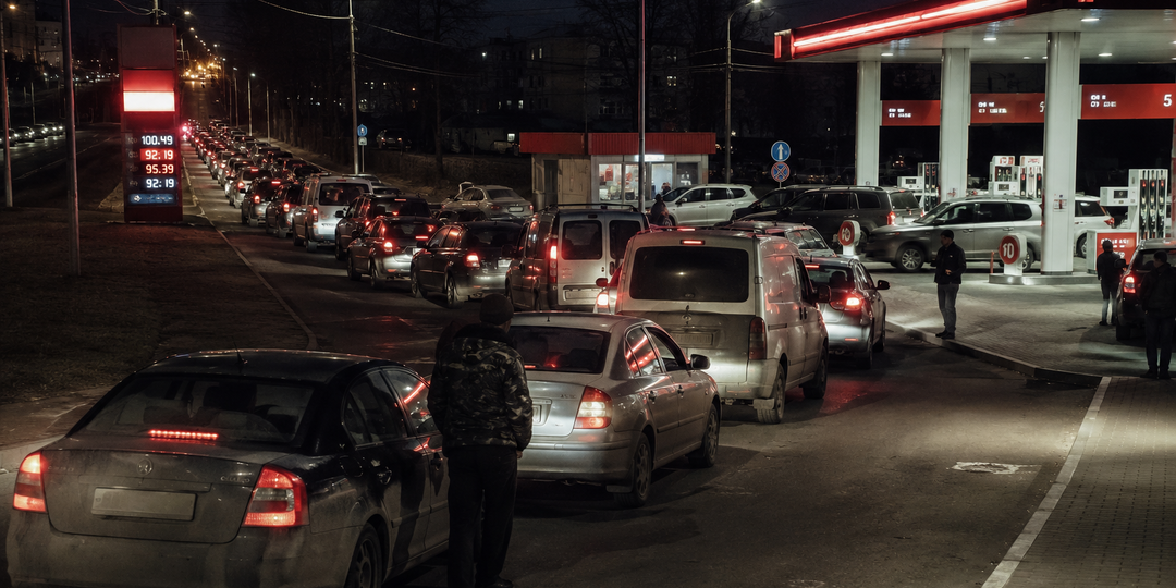 Россияне готовы сутками стоять в очередях на заправку. Автовладельцев не останавливает даже заградительный тариф в 100 рублей за литр!