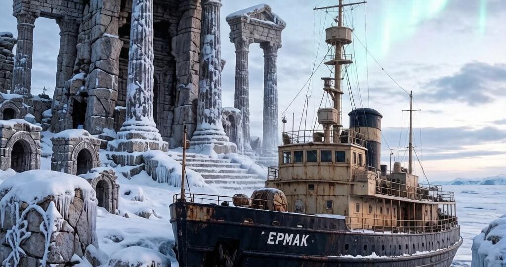 Русский ледокол Ермак у берегов Гипербореи