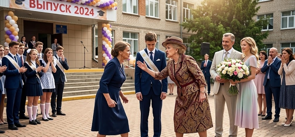— Отойди от моего внука, деревенщина! — прошипела свекровь прямо на школьном выпускном. Но её гнусный план обрушился в один миг
