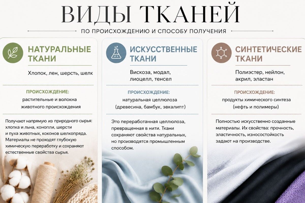 Описание= Виды тканей. Источник: нейросеть📷
