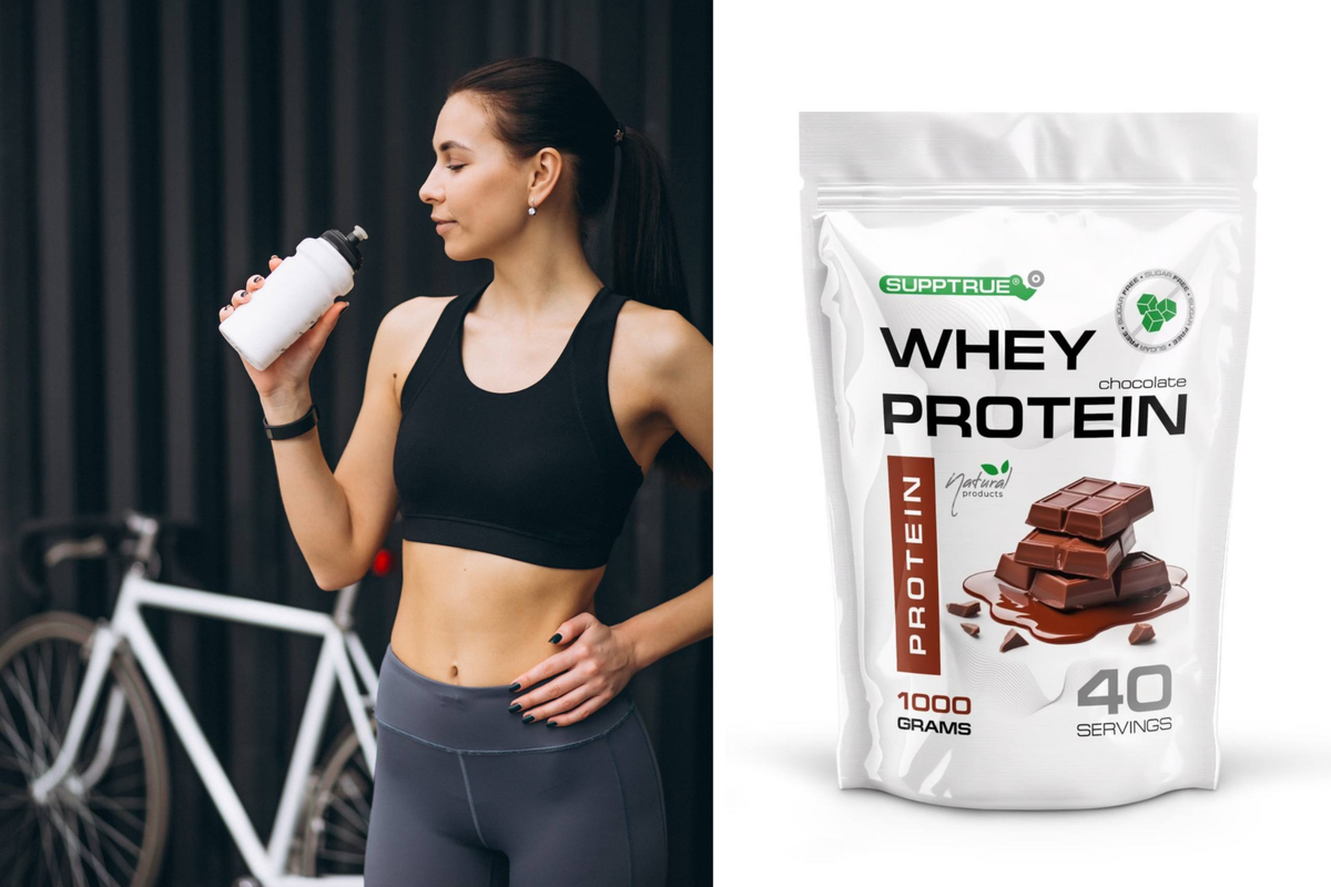 Протеин SUPPTRUE Whey Protein Chocolate — фасовка 1 кг, 40 порций, состав 75,6% белка
