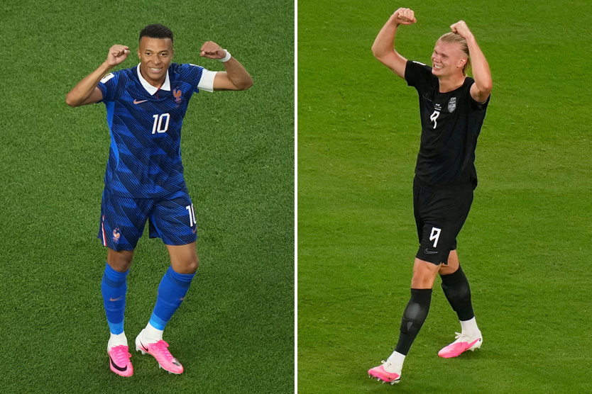 Килиан Мбаппе(слева), Эрлинг Холанд(справа)
Фото: Matt Rourke / AP / TASS; Seth Wenig / AP / TASS