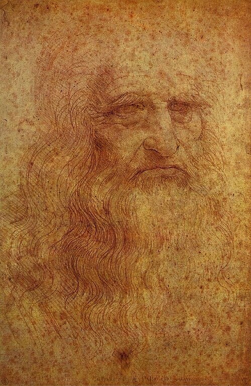 Автопортрет Леонардо да Винчи, около 1512 года. Лицензия: Public domain, via Wikimedia Commons