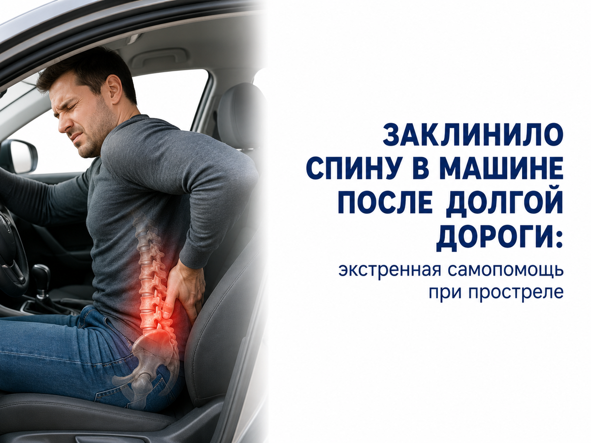 Заклинило спину в машине после долгой дороги: экстренная самопомощь при люмбаго (простреле) и что делать потом?