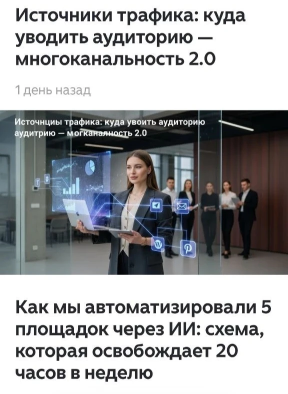 На фото: пример работы контент-завода. Обратите внимание на надпись на картинке - единственный авторский штрих