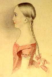 Мария Пушкина в детстве. Портрет работы Томаса Райта, 1844 год. «Полная литография» отца, как шутил сам поэт. Лицензия: Public Domain.