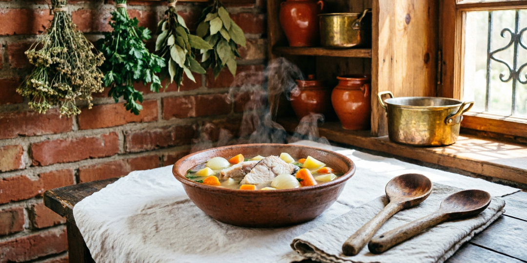 Изысканная уха с рыбными фрикадельками и яблоками 1893 г.