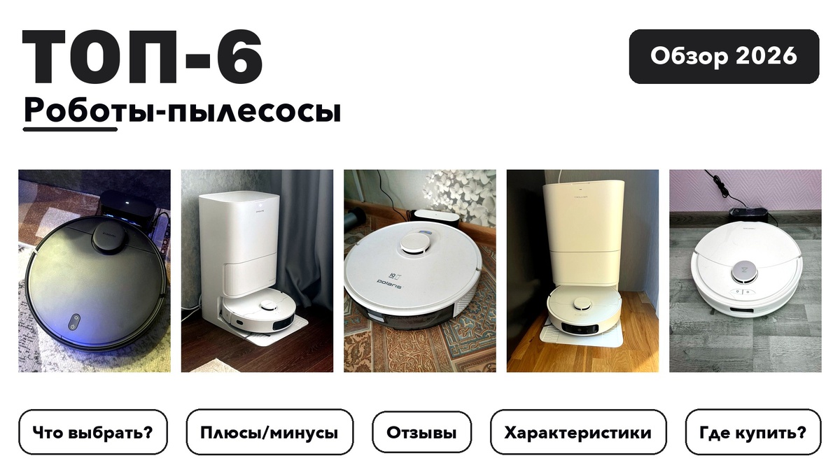 Лучшие роботы-пылесосы 2026 по более 940 отзывам реальных покупателей