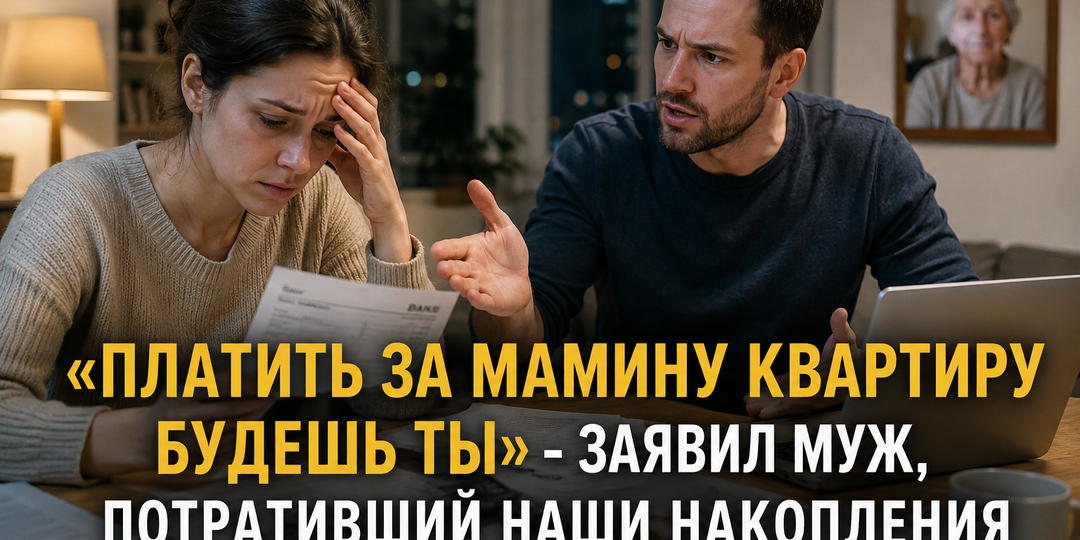 «Платить за мамину квартиру будешь ты» - заявил муж, потративший наши накопления без моего ведома