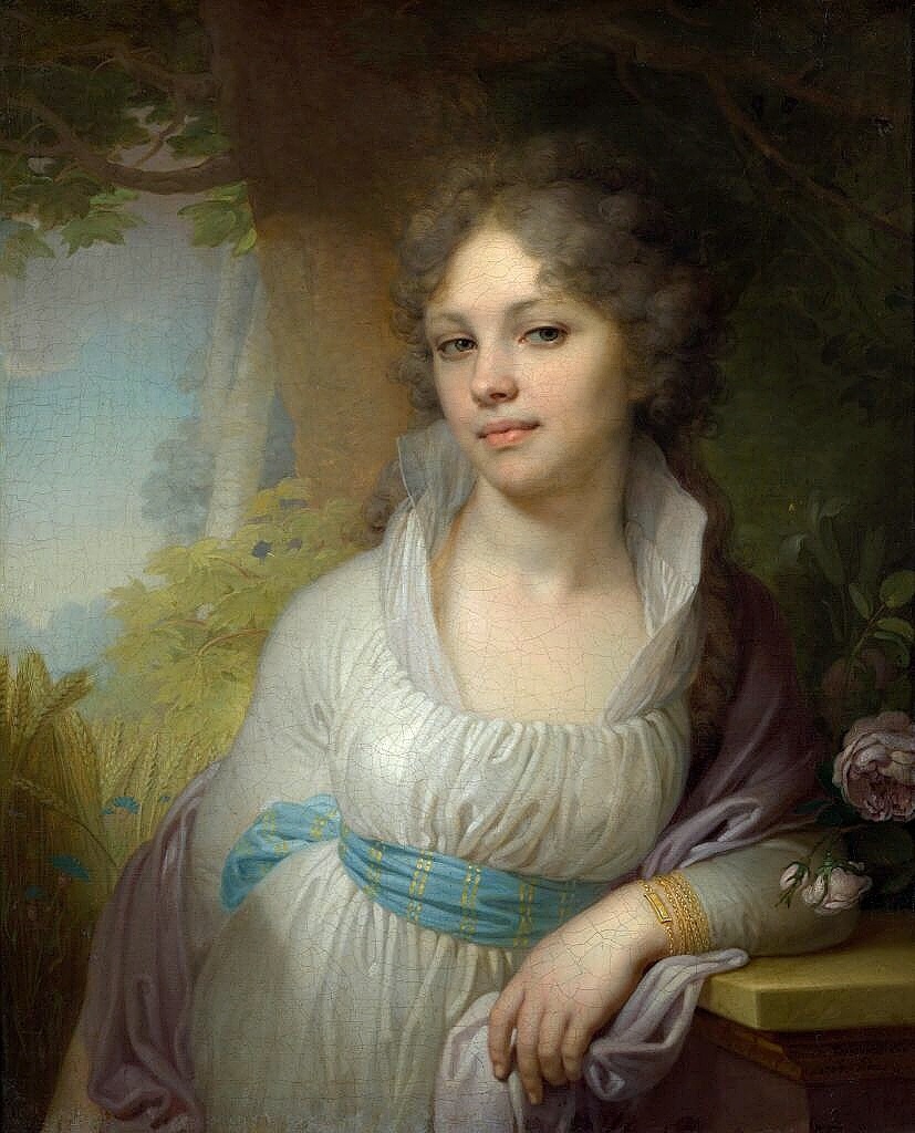 Боровиковский Владимир, «Портрет Марии Ивановны Лопухиной», 1797, холст, масло,  73,5 × 59 см, Государственная Третьяковская галерея, Москва. Приобретено П.М. Третьяковым между 1885 и 1890 