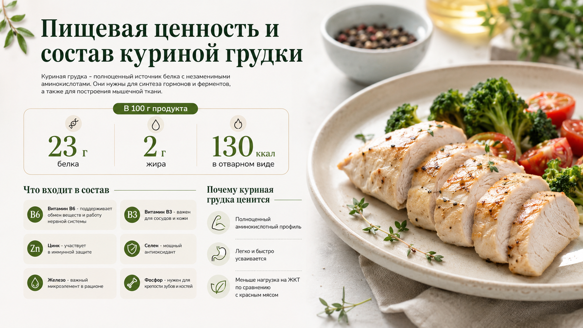 © Журнал "Дизайн жизни". Пищевая ценность и состав куриной грудки