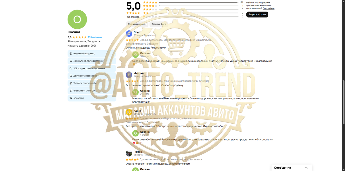 Аккаунты авито с отзывами - в наличии!
