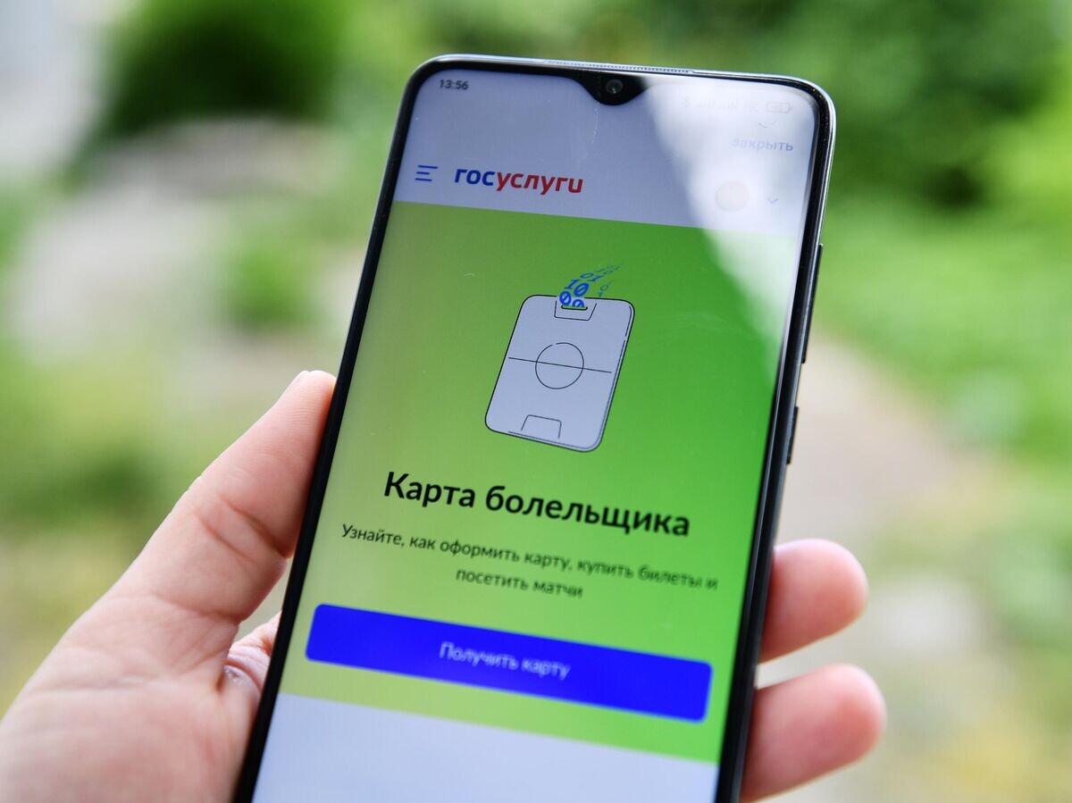    Оформление карты болельщика (Fan ID) в мобильном приложении "Госуслуги". | © РИА Новости / Павел Лисицын