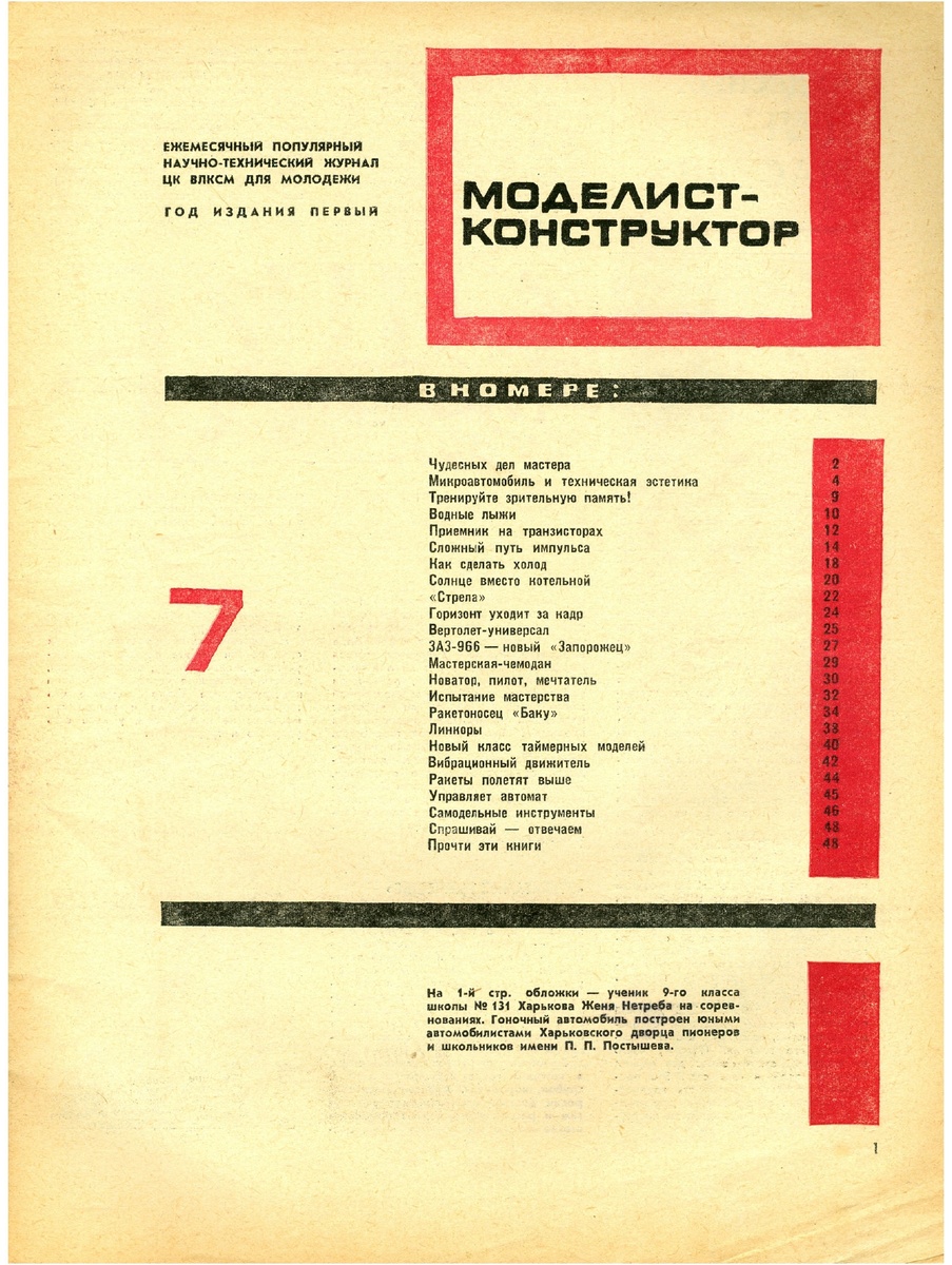 Содержание. "М-К"№7 1966 год.
