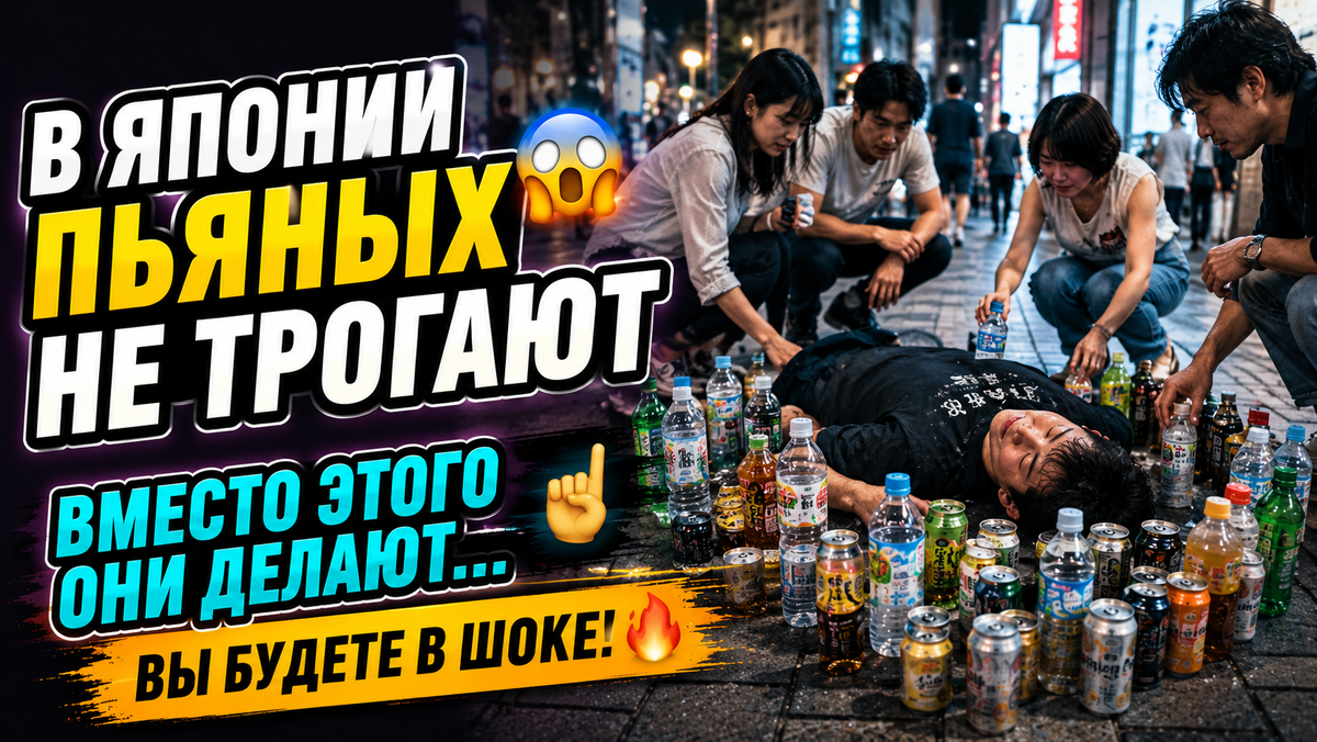 🇯🇵 Не поверил своим глазам: почему вокруг пьяного японца собираются бутылки с напитками