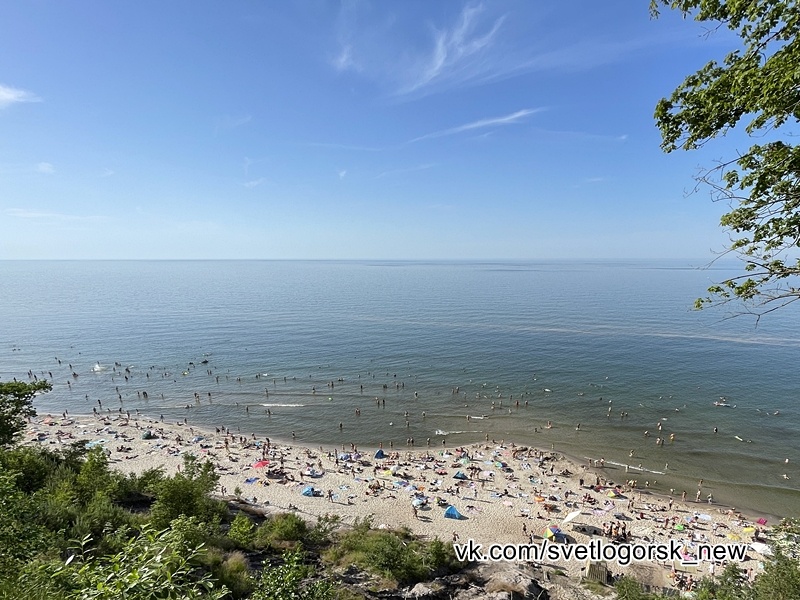 Светлогорск, вид на городской пляж и море с вершины дюны, 27.06.2026
