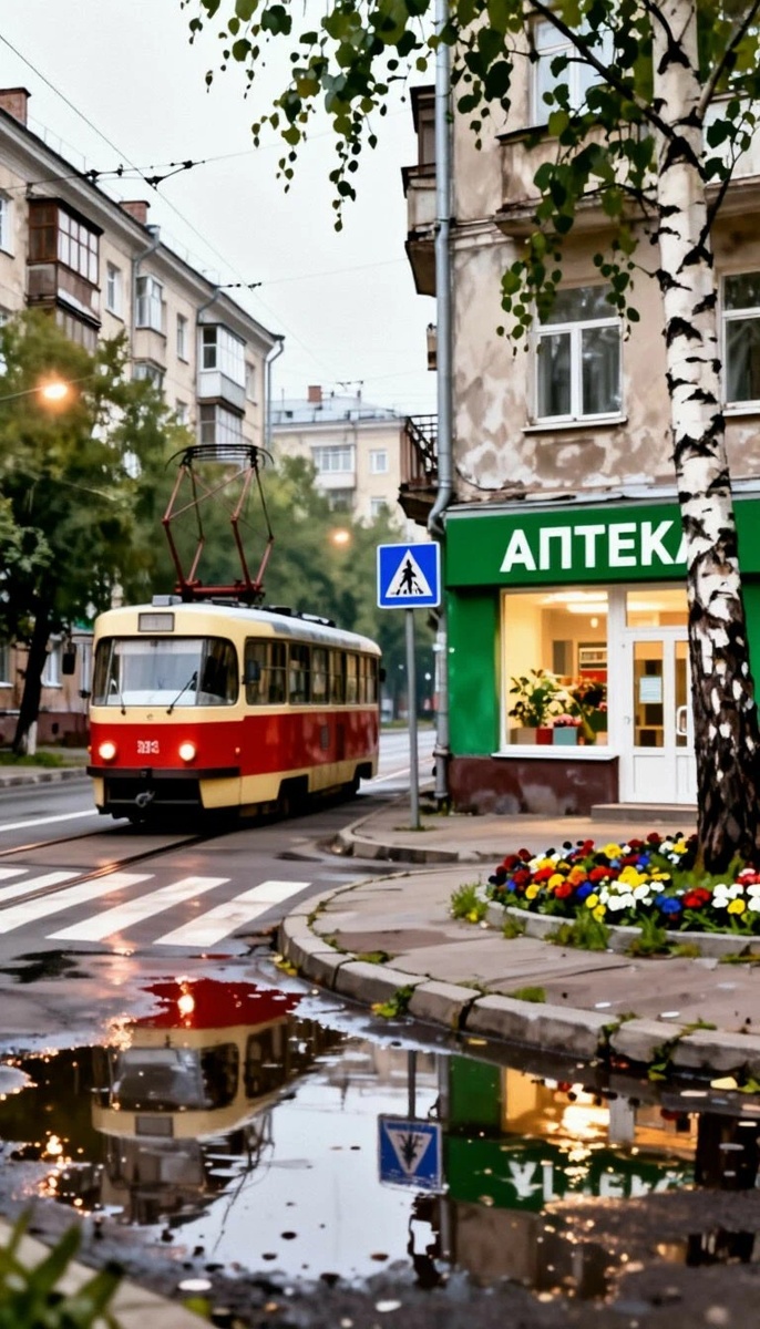 Городская утренняя улица