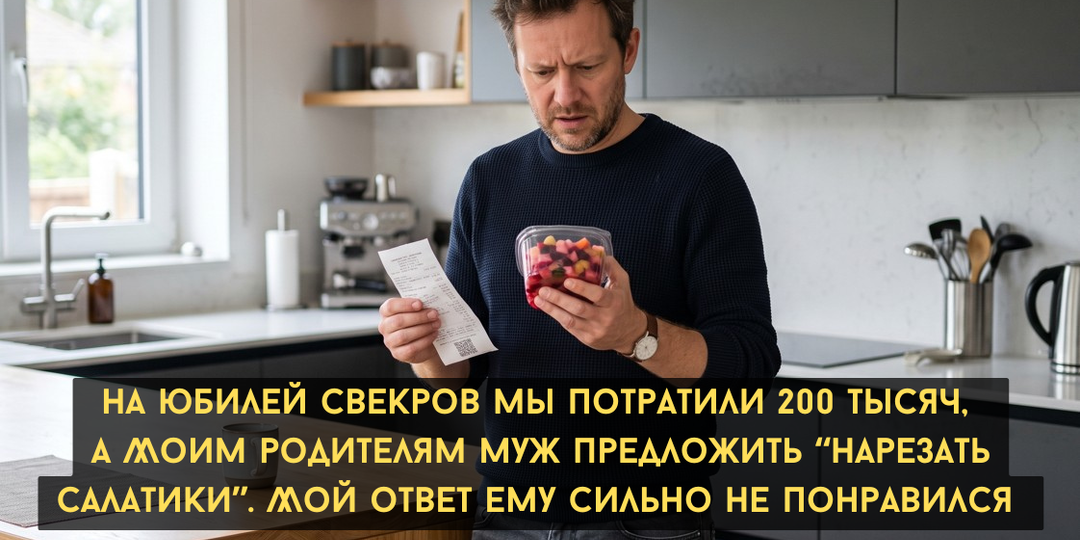 На юбилей свекров мы потратили 200 тысяч, а на юбилей моих родителей муж предложить “нарезать салатики”. Мой ответ ему сильно не понравился