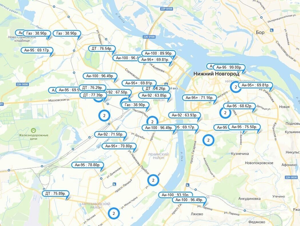    Цены на бензин в Нижнем Новгороде   russiabase.ru