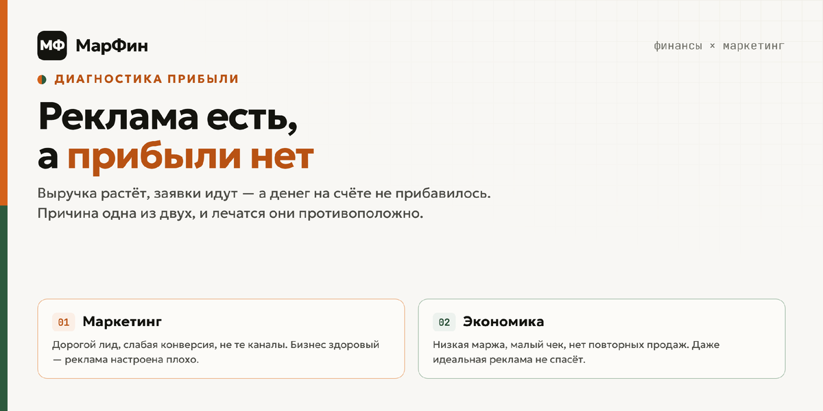 Сразу заявлена развилка статьи — причин ровно две: маркетинг или экономика. Текст крупный, читается в ленте превью.
