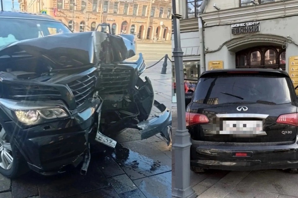   Водителя иномарки, въехавшей в дом на Невском проспекте, задержали. Фото: Вневедомственная охрана по СПб и ЛО