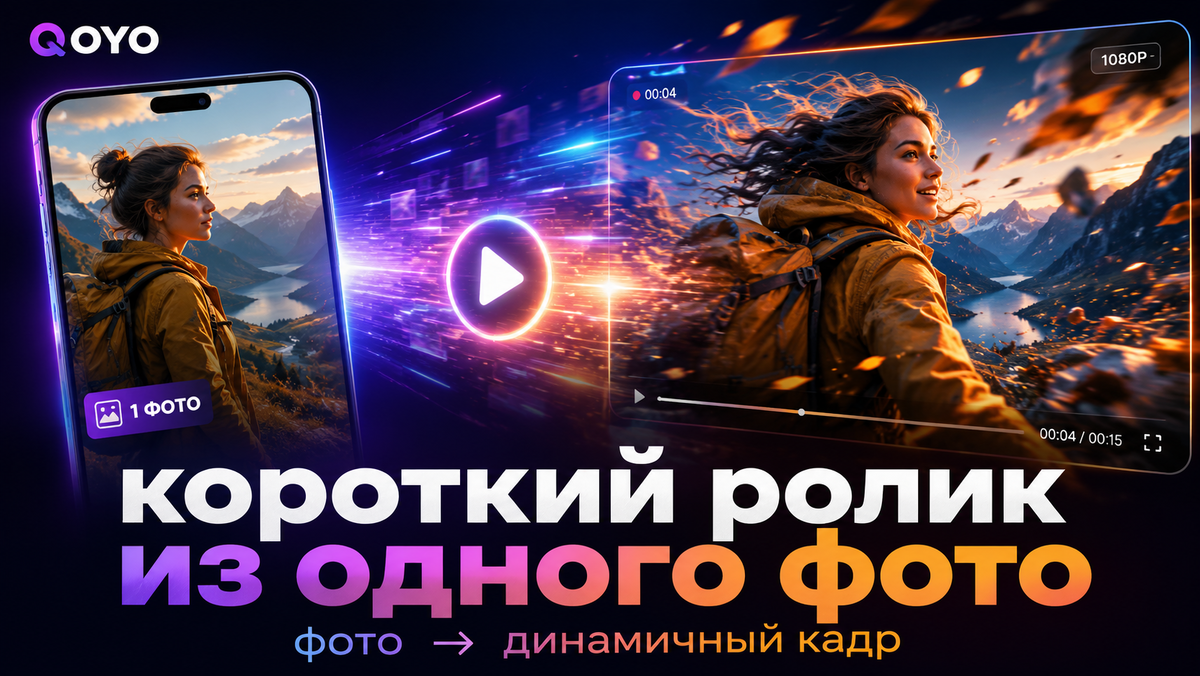Запустите шаблон рекламного ролика на qoyo.ru — одно фото товара → готовое видео