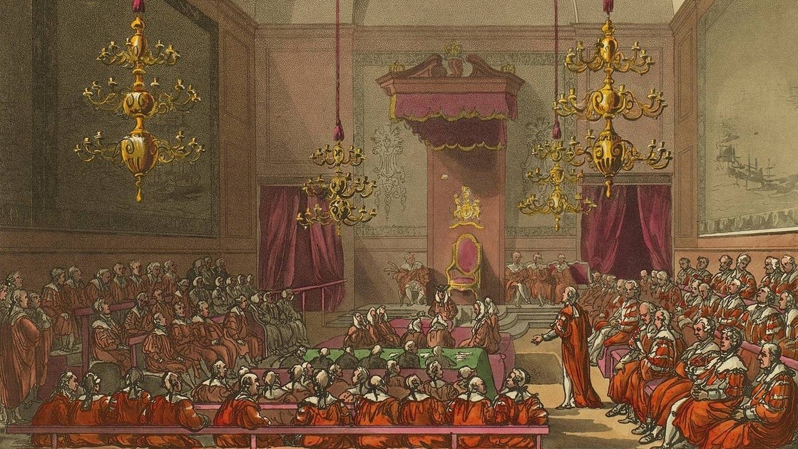    Август Пугин и Томас Роулендсон. Палата лордов (фрагмент).1808–1811.