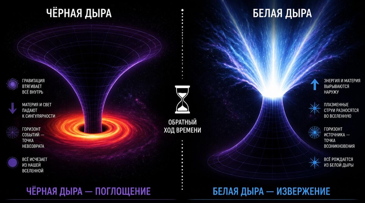 Сравнение черной и белой дыры. © ab-news.ru