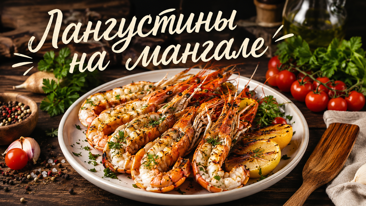 Лангустины запеченные на мангале