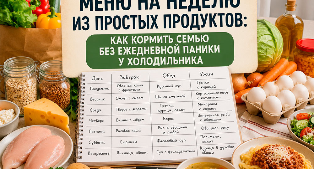Меню на неделю из простых продуктов – как кормить семью без ежедневной паники у холодильника