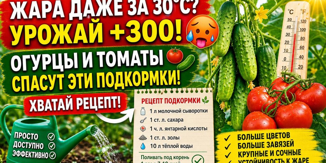 Жара даже за 30°C? УРОЖАЙ +300! Огурцы и томаты 🍅🥒 СПАСУТ эти подкормки! Хватай рецепт!