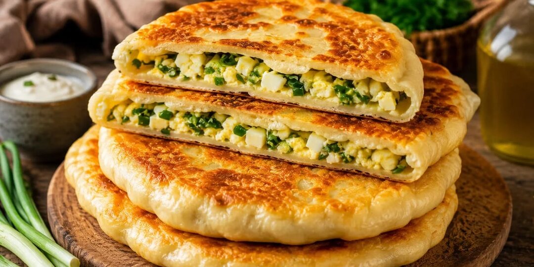 Мука, кефир и сыр: готовим лепёшки с яйцом и зелёным луком — проще пирожков и вкуснее бутербродов
