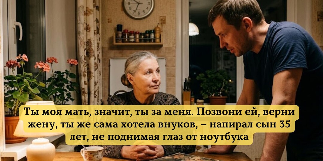 Ты моя мать, значит, ты за меня. Позвони ей, верни жену, ты же сама хотела внуков, – напирал сын 35 лет, не поднимая глаз от ноутбука