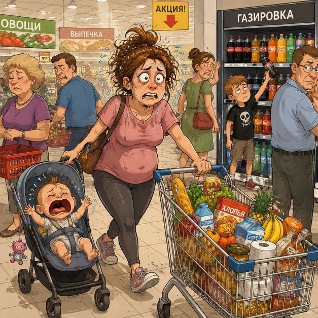 Ничего необычного, просто вышла с ребенком за продуктами)))