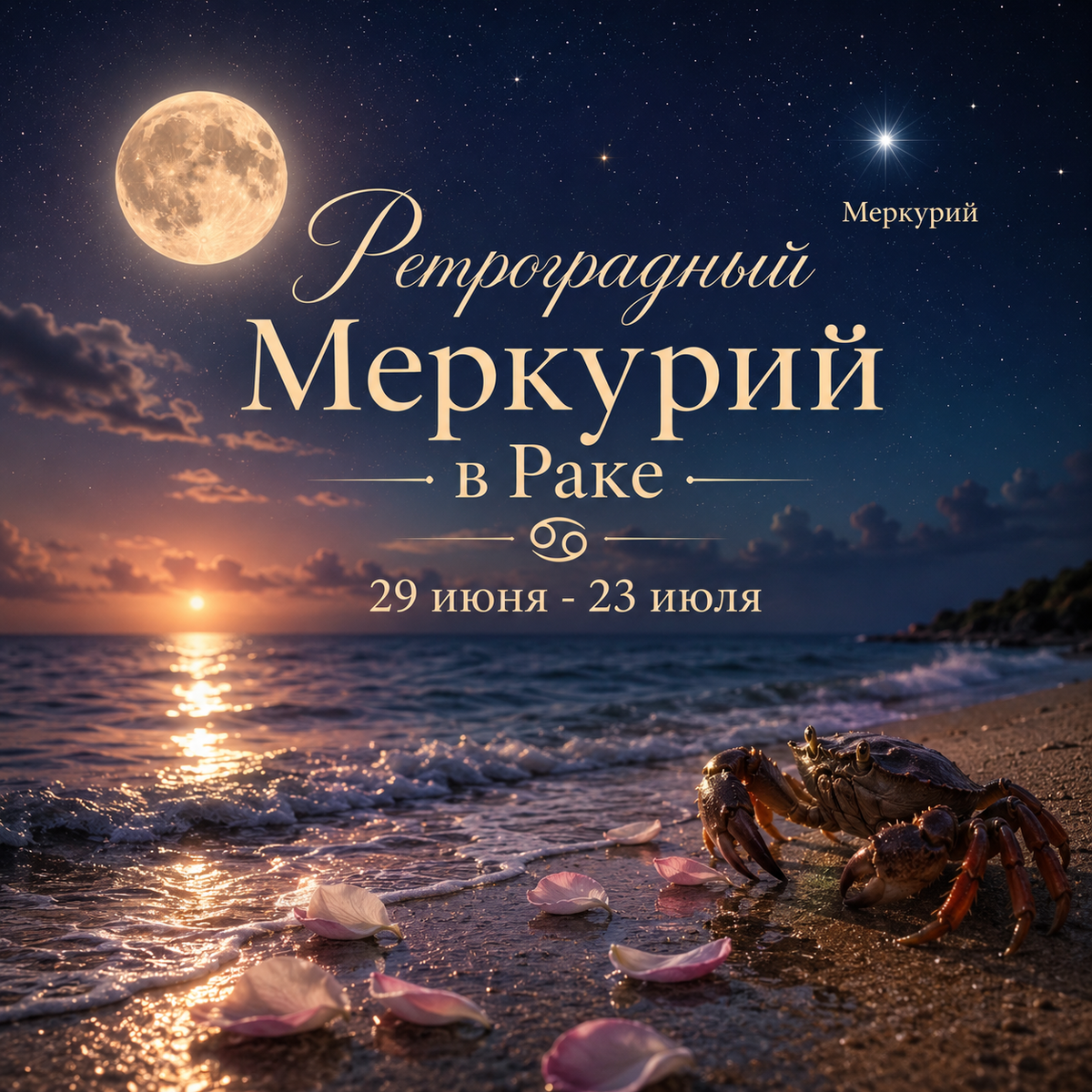 Ретроградный Меркурий в Раке 29 июня-23 июля 2026