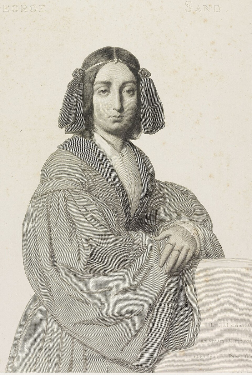 Жорж Санд. Гравюра Луиджи Каламатты, 1840. Public domain / Wikimedia Commons.