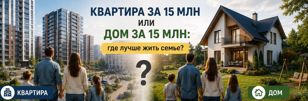 Квартира за 15 млн или дом за 15 млн: где лучше жить семье?